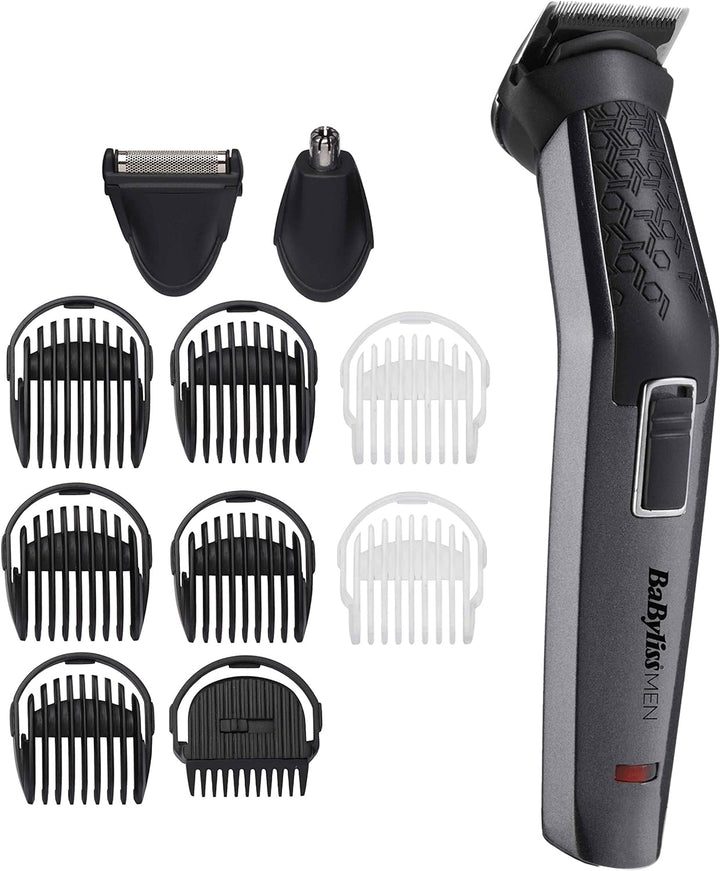 BaByliss Men 11-in-1 Pflege-Set für Gesicht und Körper, Carbon, Titan, mit Nasentrimmer und Folienra