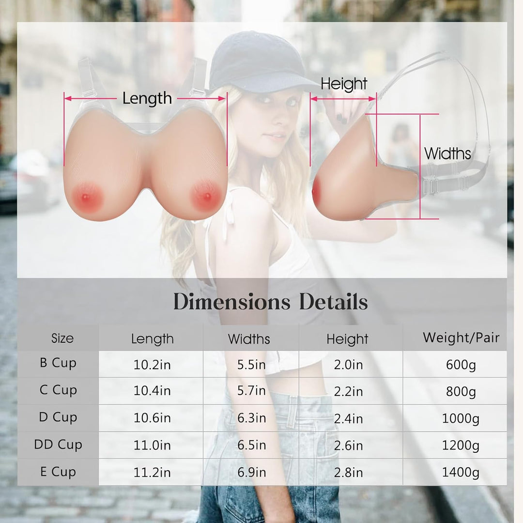 Windsleeping Silikon Brustprothese mit Trägern, Mastektomie-Prothese, Fake Brüste Nackt DD, Nackt DD