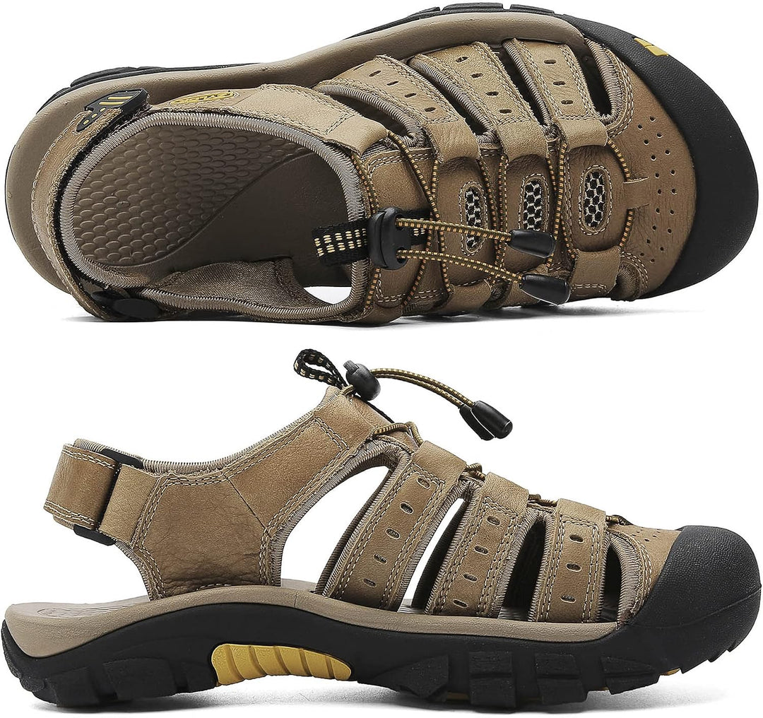 Herren Leder Sandalen Sport Outdoor Trekkingsandalen Atmungsaktive Leichte Wandersandalen Männer Som