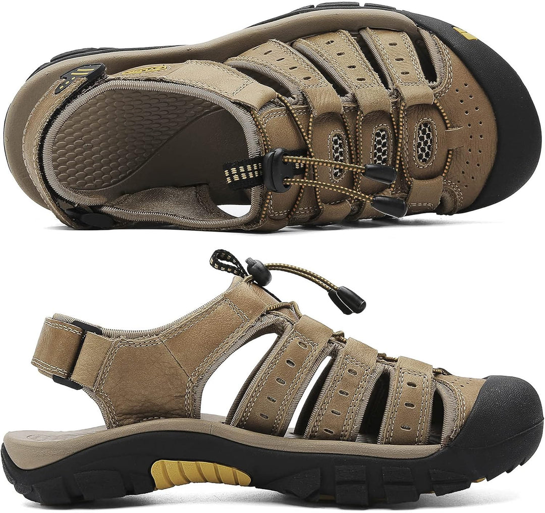 Herren Leder Sandalen Sport Outdoor Trekkingsandalen Atmungsaktive Leichte Wandersandalen Männer Som