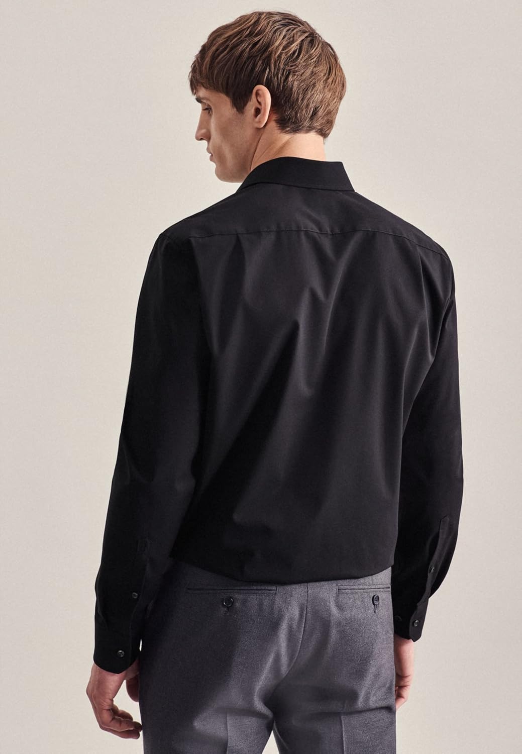 Seidensticker Herren Regular Bügelfrei Kent Extra Langer Arm Shirt 43 Schwarz, 43 Schwarz