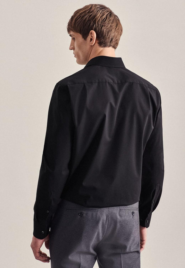 Seidensticker Herren Regular Bügelfrei Kent Extra Langer Arm Shirt 43 Schwarz, 43 Schwarz
