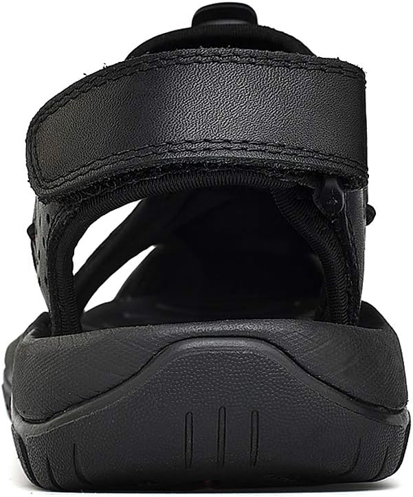 rismart Herren Closed Zu Draussen Sport Trekking Schuhe Leder Sandalen 41 EU Schwarz, 41 EU Schwarz