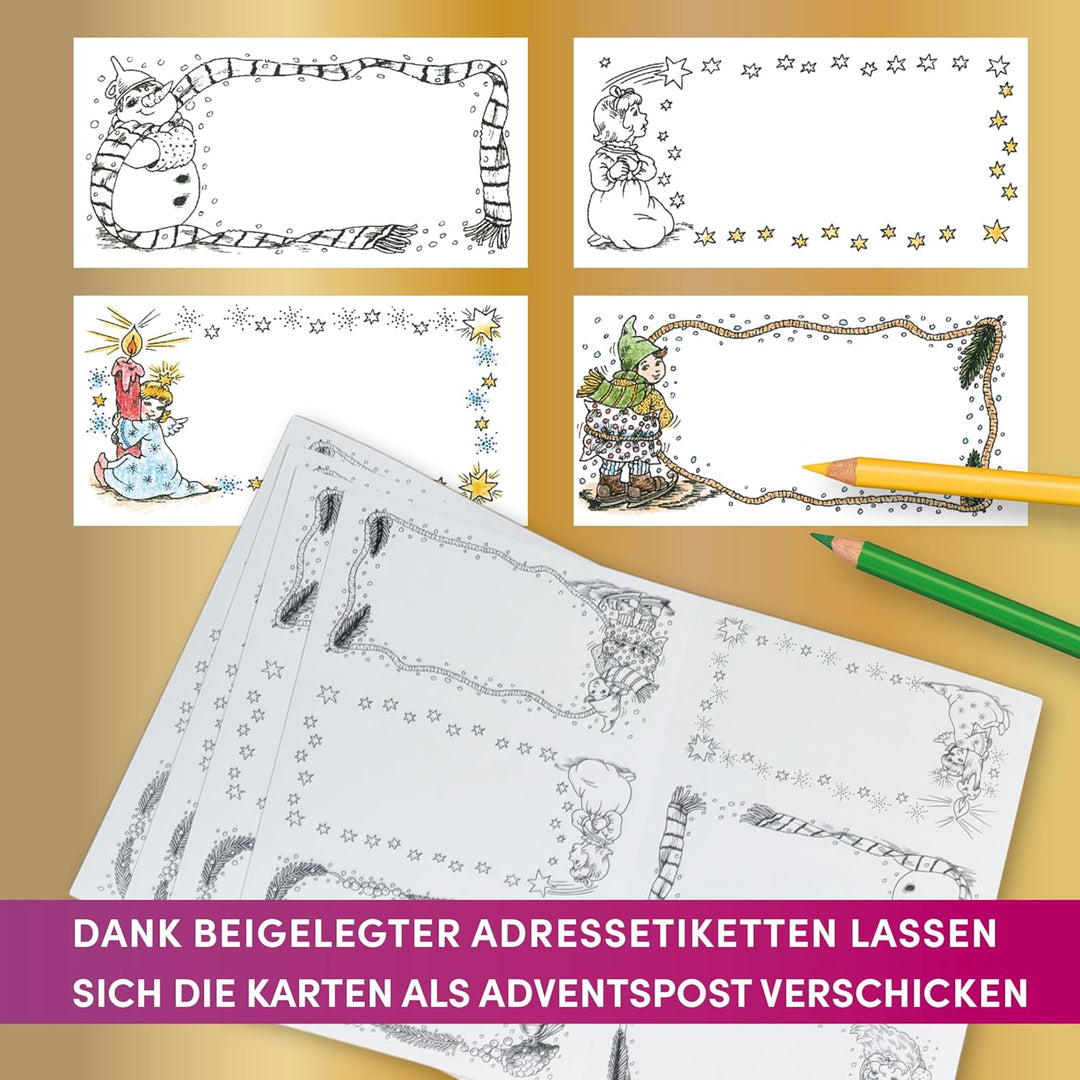 Christl Vogls Ausmalreise - der Adventskalender: Ausmalen & Träumen. Mit 24 Postkarten, 24 Umschläge