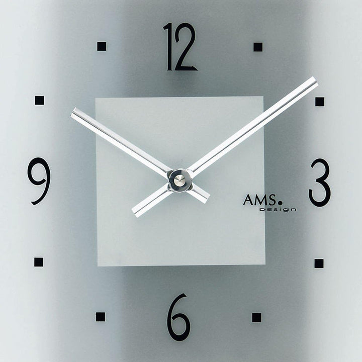 AMS 9443 Quarz Wanduhr Quarzuhr mit Ebenen Design- Kunstleder auf Holzrückwand Mineralglas chromfarb