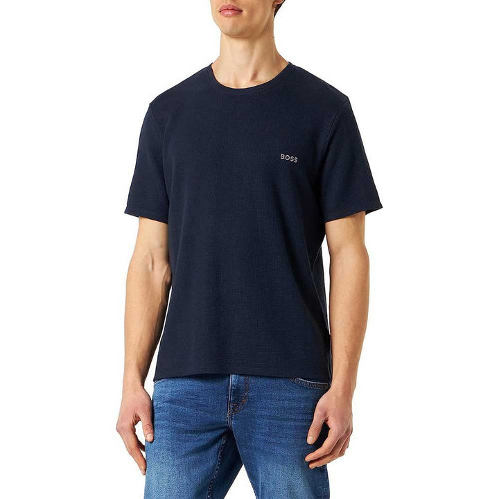 BOSS Herren Waffle T-Shirt mit Logo, Dark Blue403