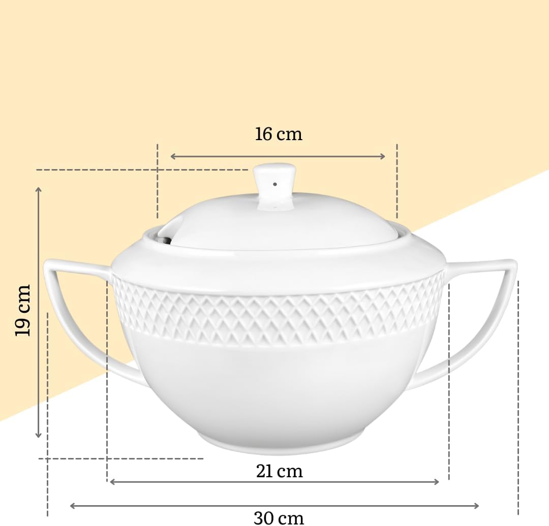 Wilmax - Suppenterrine mit Deckel - 2800ml - Vase aus Porzellan - weiss - Hitzebeständige Terrine -