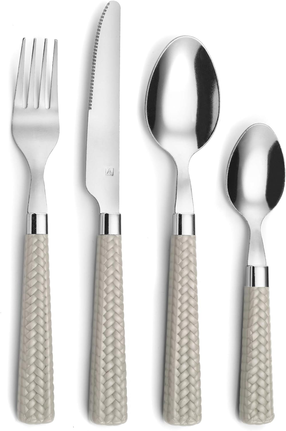Amefa PAILLE Besteck Set 6 Personen | Essbesteck 24-teilig | helle Griffe im Flechtdesign | Besteck