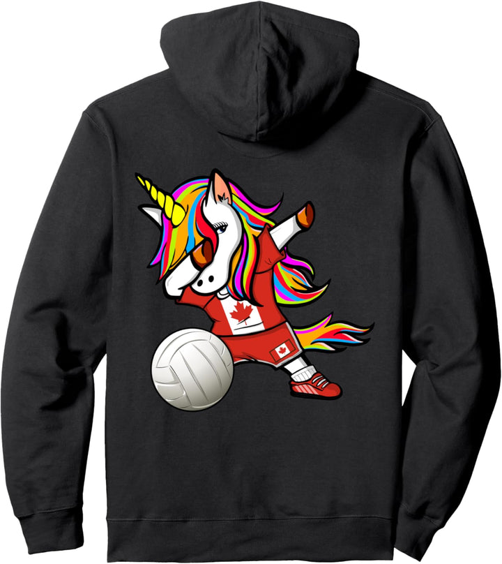 Lustiger Dabbing Einhorn Kanada Volleyball Kanadische Flagge Pullover Hoodie
