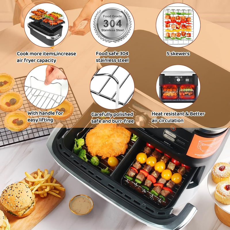 BYKITCHEN Airfryer Zubehör für Ninja Flex Drawer AF500EU 10,4L,7 Stück Heissluftfritteuse Zubehör fü