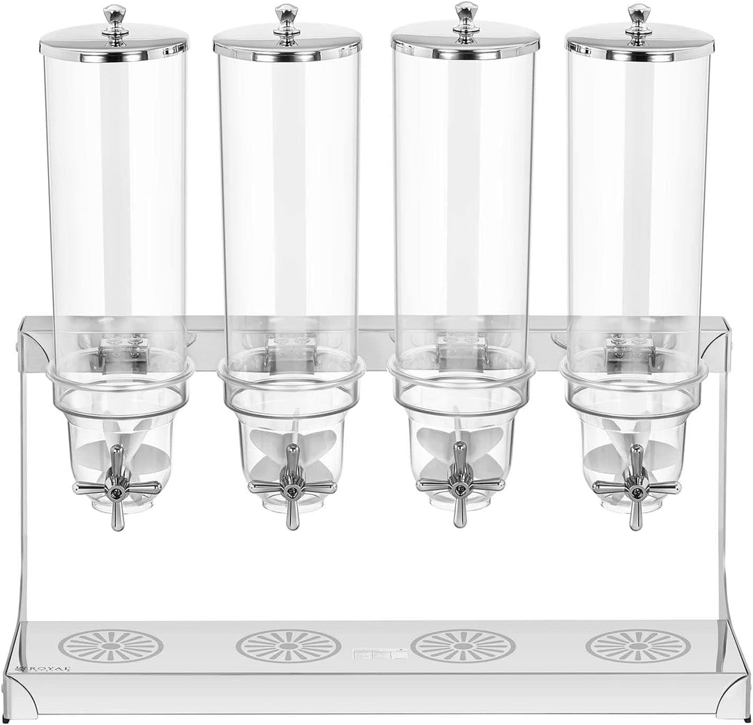 Royal Catering RCCS-3.5LSS4 Müslispender 4 x 3,5 L 4 Behälter Cerealienspender Cornflakes Spender Mü