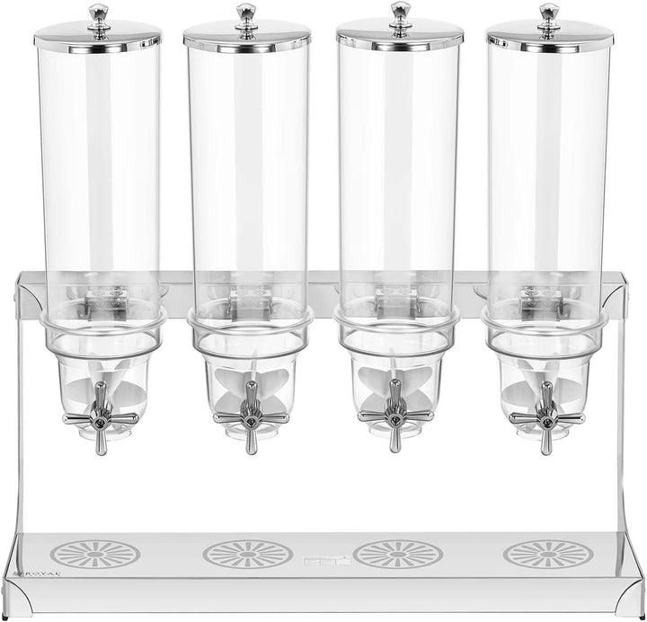 Royal Catering RCCS-3.5LSS4 Müslispender 4 x 3,5 L 4 Behälter Cerealienspender Cornflakes Spender Mü