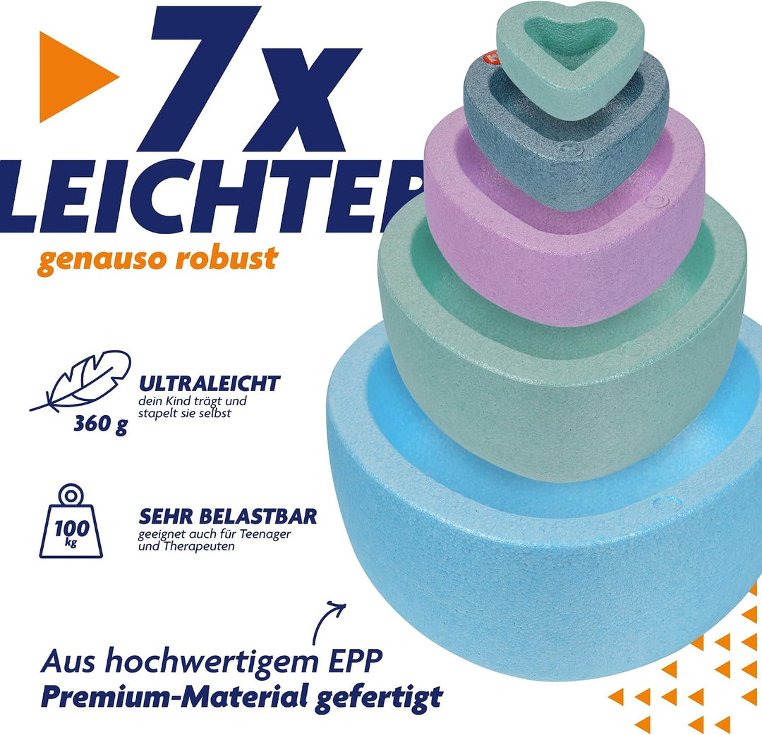 Rocks, Sensorische Balanciersteine für Kinder – 5er Set – Belastbar, Fördert Gleichgewicht, Motorik