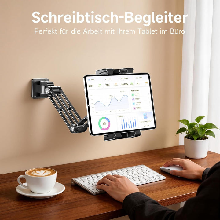 OHLPRO Tablet Wandhalterung aus Aluminium, iPad Halterung Wand mit Basis-Drehgelenk Tablet Halter Ko