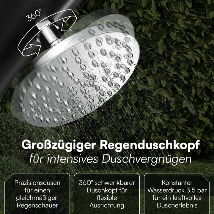 STEELSØN Selara Solardusche 20 L mit Bodenplatte – Gartendusche bis 60° C – Pooldusche gebogen Campi