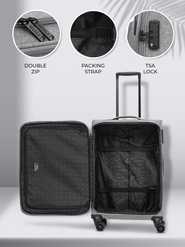 REDOLZ MEDIUM Weichschalen Koffer für Männer & Frauen | Leichter Trolley 67 cm mit 4 Doppelrollen &