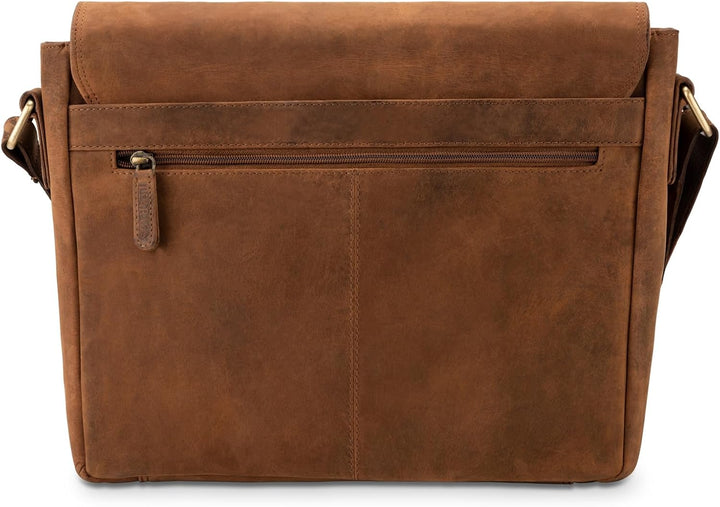 LEABAGS Leder Umhängetasche Herren & Damen I Echtleder Laptoptasche bis 14 Zoll I Messenger Bag mit