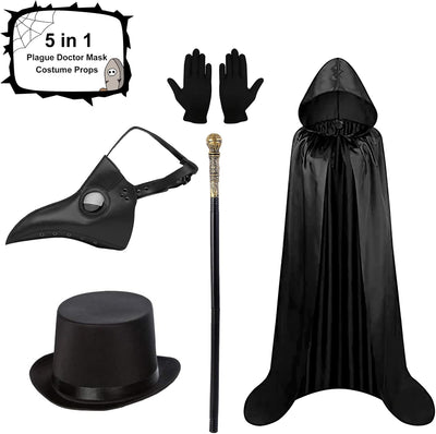 Schwarz Pest Arzt Maske, Pest Doktor Maske, Retro Leder Vogelmaske, Lange Nase Vogel Schnabel Steamp