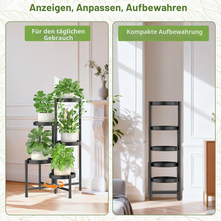 iDavosic.ly 5 Etagen Metall Pflanzenständer Blumentopfständer, Mehrstöckig Pflanzenregal Blumenregal