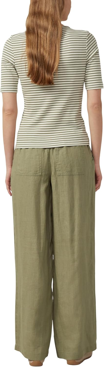 s.Oliver Damen Geripptes T-Shirt im Slim Fit mit Stickerei T-Shirt Langarm 44 79g3_olivgrün, 44 79g3