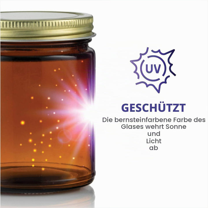 Braunglasbehälter, 236 ml (8 oz) leere Kosmetikbehälter für DIY-Projekte, Bernsteinfarbene Gläser fü