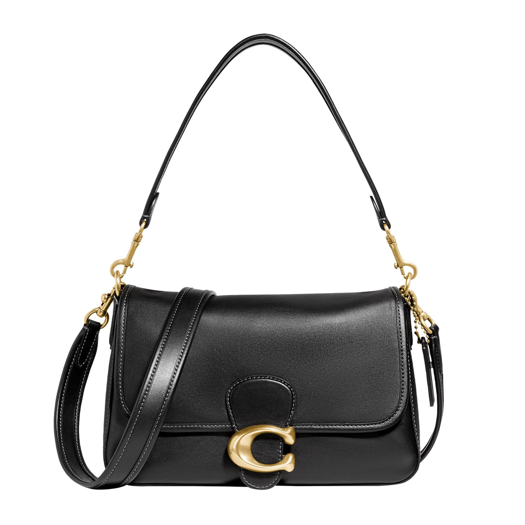COACH Schultertasche aus weichem Kalbsleder, getigert Einheitsgrösse Schwarz, Einheitsgrösse Schwarz