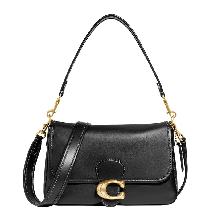 COACH Schultertasche aus weichem Kalbsleder, getigert Einheitsgrösse Schwarz, Einheitsgrösse Schwarz