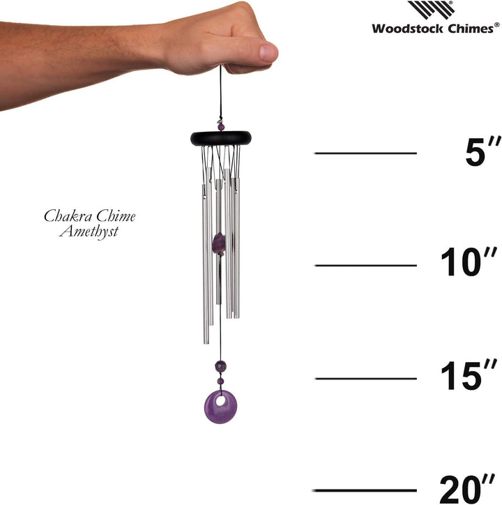 Woodstock Windspiel Chakra Chime, Silber, 46,9 cm Amethyst, Amethyst