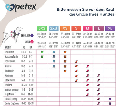 Petex Hundegeschirr für kleine & mittelgrosse Hunde - TUV Geprüft - Made in Europe - Welpengeschirr