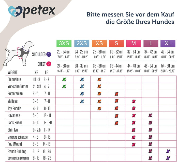 Petex Hundegeschirr für kleine & mittelgrosse Hunde - TUV Geprüft - Made in Europe - Welpengeschirr