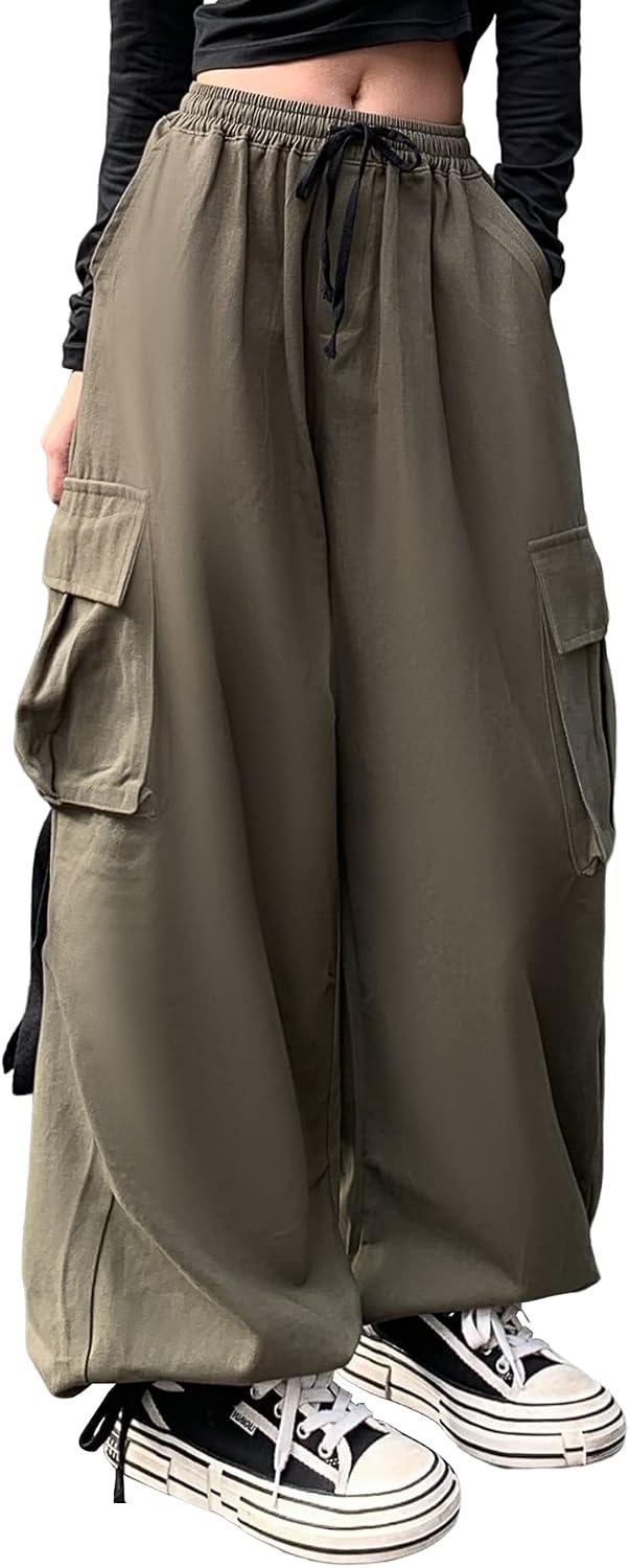Linsennia Parachute Pants Y2k Cargohose Damen Baggy Hose Mädchen Weite Cargo Pants High Waist Street