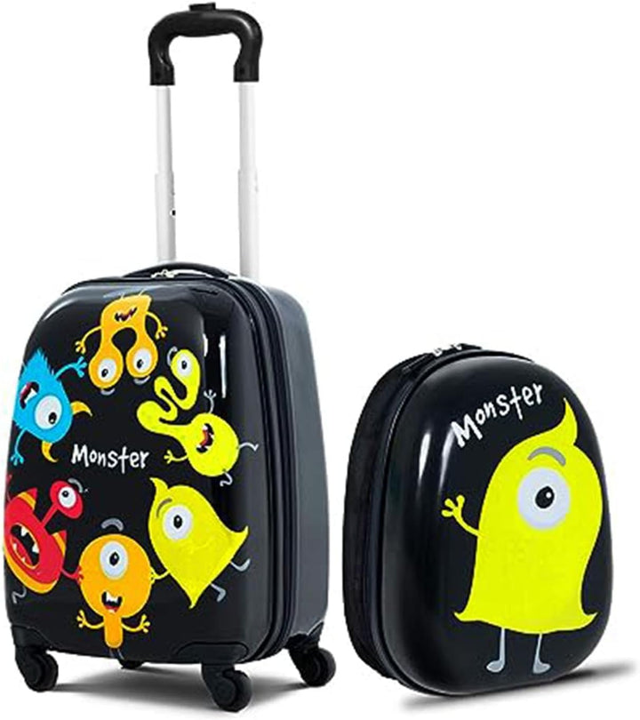 GOPLUS Kinderkoffer mit Rucksack, Kids Trolley, Kindergepäck mit Rollen, Reisekoffer mit Teleskopgri