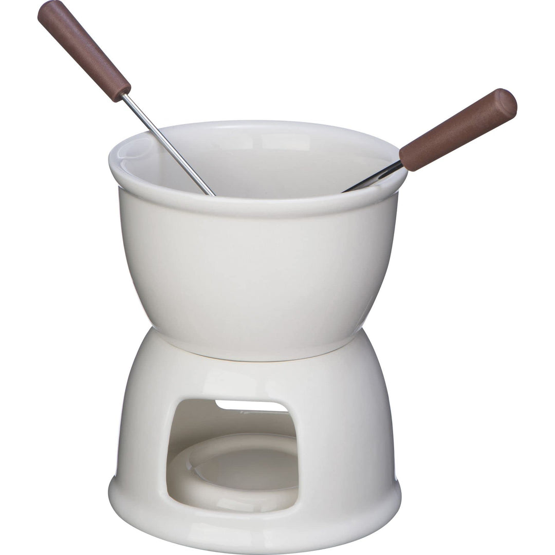 noTrash2003 Schokofondue Tasse für Obst aus Porzellan mit 2 Gabeln im Geschenkkarton - Fondue Set mi