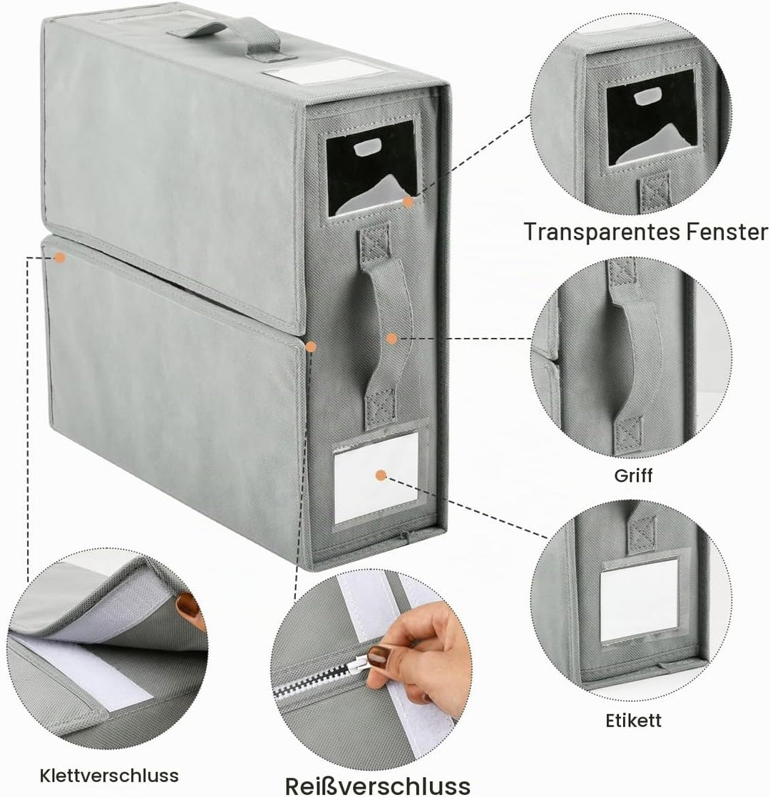 6 Stück Aufbewahrung Bettwäsche Organizer, Grau Bettwäsche Organizer Box Unterbett Organizer, Faltba