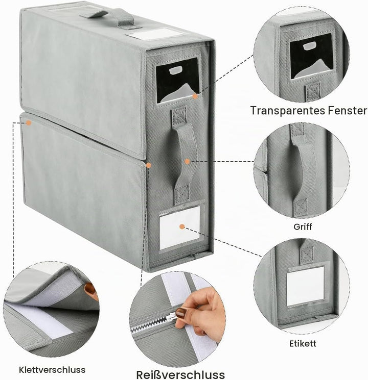 6 Stück Aufbewahrung Bettwäsche Organizer, Grau Bettwäsche Organizer Box Unterbett Organizer, Faltba
