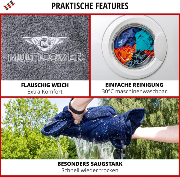 Walser Sitzaufleger Multicover, universal Auto-Sitzauflage, waschbarer Autositz-Überwurf schwarz, Sc