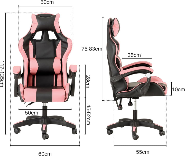 Baroni Home Gaming-Stuhl, ergonomischer Bürostuhl, gepolstert Gaming Sessel mit bequemer, Verstellba