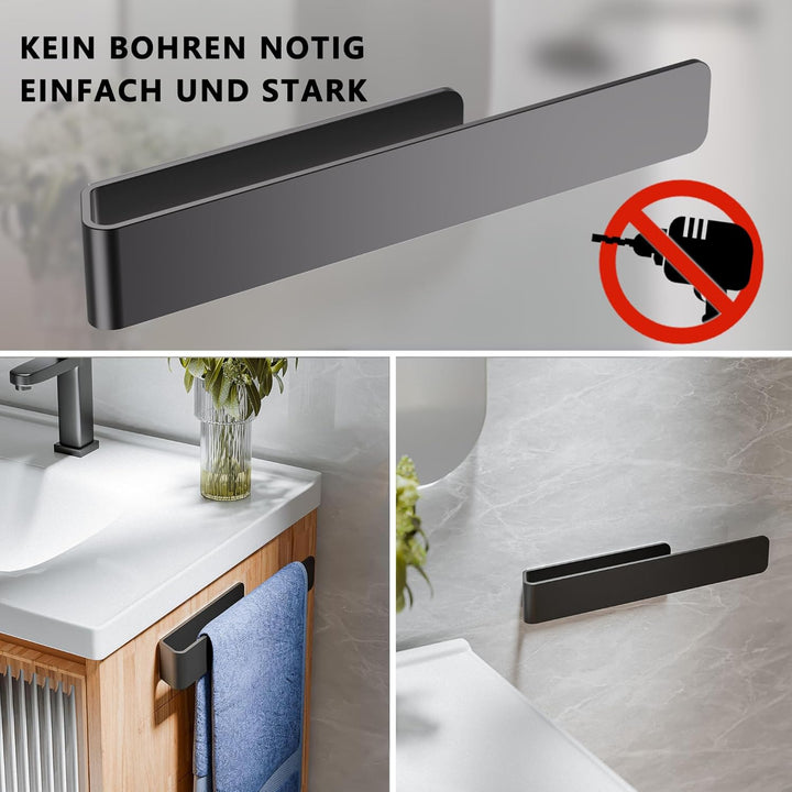 Aikzik Handtuchhalter Ohne Bohren, Aluminium Vollmetall Handtuchstange zum Kleben für Bad &amp; Küche, M
