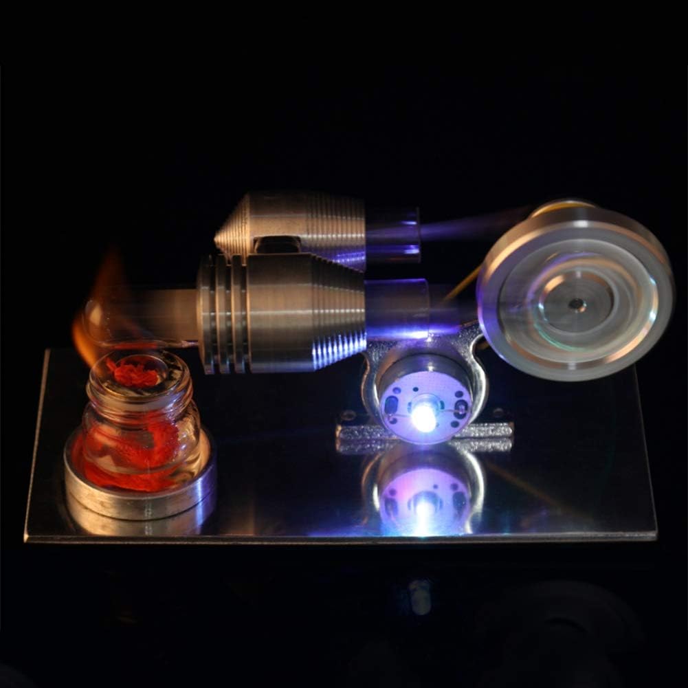 Miniatur-Dampfmaschinen-Lehrmodell, Silberner Stirlingmotor, der Strom Erzeugt, Metallkonstruktion