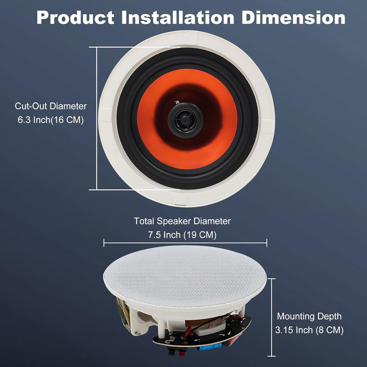 STUDIOFINIX 6,5-Zoll-600-Watt-Bluetooth-Ceiling-Speakers Home-Recessed-Sprechersystem geeignet für I