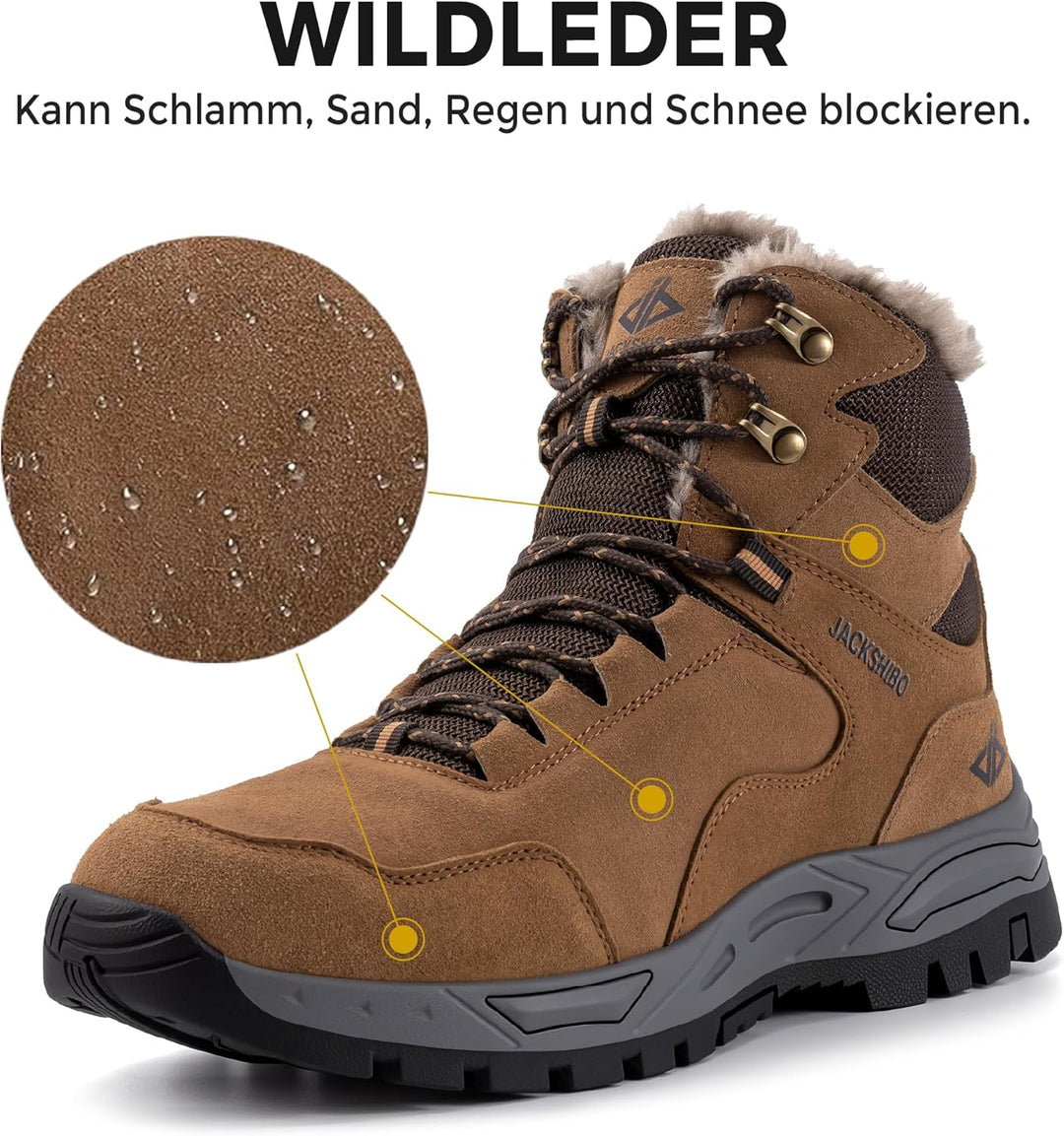 JACKSHIBO Winterschuhe Herren Winterstiefel Damen Warme Gefüttert Stiefel Wasserdicht Rutschfest Sch