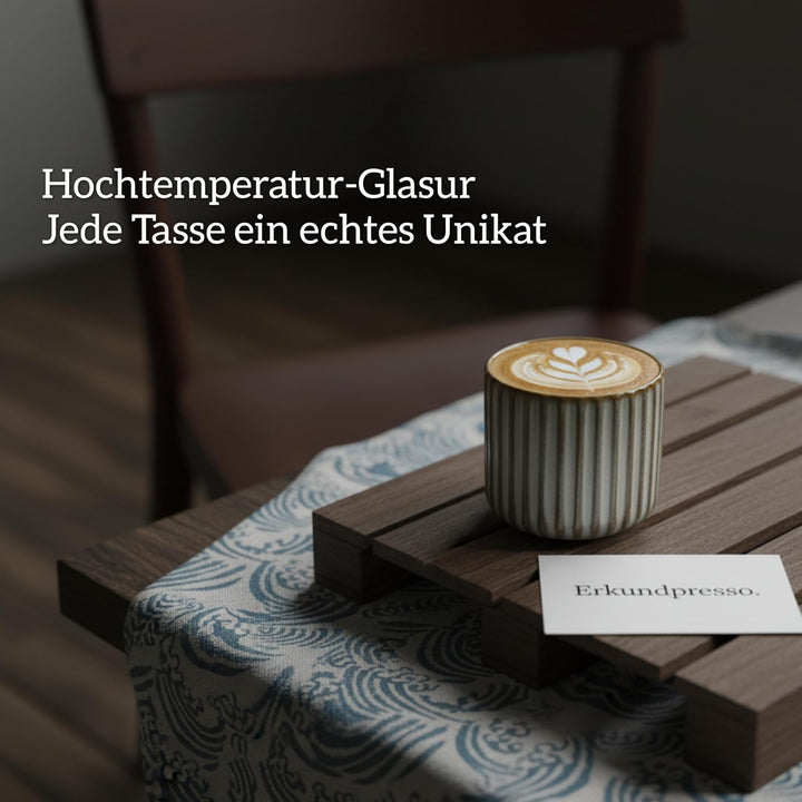 Erkundpresso.Kaffeebecher 4er Set Espressotassen Ohne Henkel Steingut Dickwandiger Kaffeebecher Prem