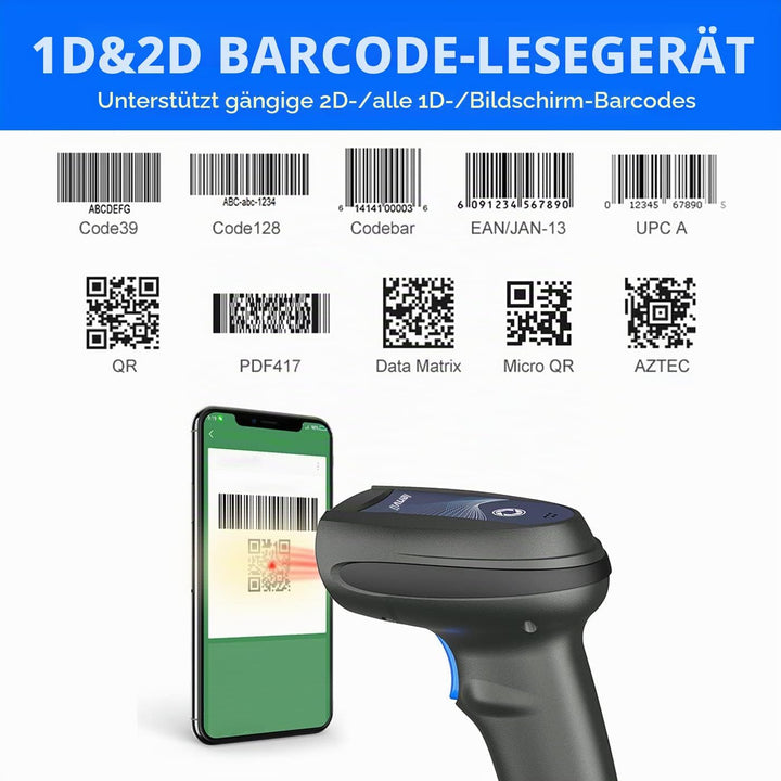 LENVII Handheld 2D QR Barcode Scanner,Kabelgebundener 1D-CCD-Barcode-Leser, unterstützt das Scannen