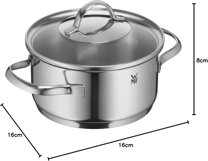 WMF Provence Plus Kochtopf klein 16cm, Glasdeckel, Bratentopf Induktion 1,5l, Cromargan Edelstahl po