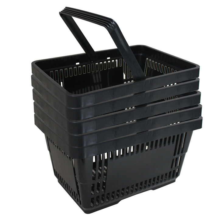 5 Einkaufskörbe aus Kunststoff Plastik mit Henkel 20 Liter 40cm stapelbar schwarz 5 Stück Schwarz
