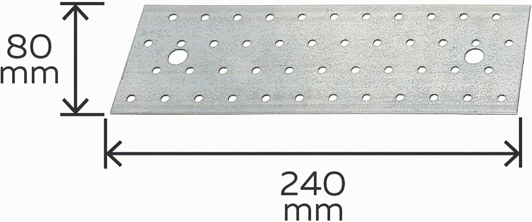 Alberts 847265 Lochplatte | sendzimirverzinkt | 240 x 80 mm | 25er Set 240 x 80 mm / 25 Stk., 240 x