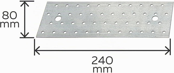 Alberts 847265 Lochplatte | sendzimirverzinkt | 240 x 80 mm | 25er Set 240 x 80 mm / 25 Stk., 240 x