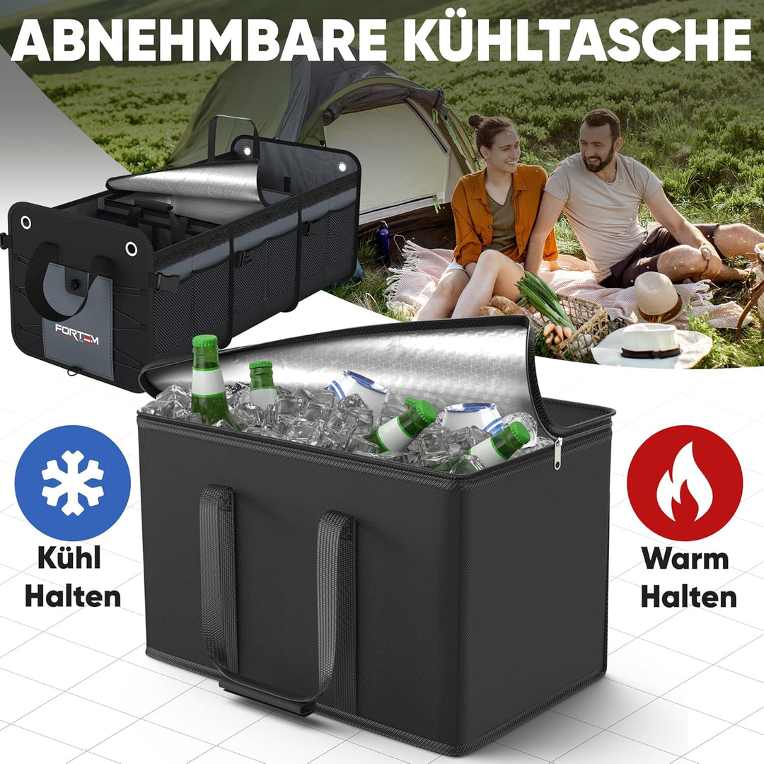FORTEM Kofferraum Organizer, Kofferraumtasche, Zusammenklappbarer Auto Kofferraum mit Fächern, Rutsc