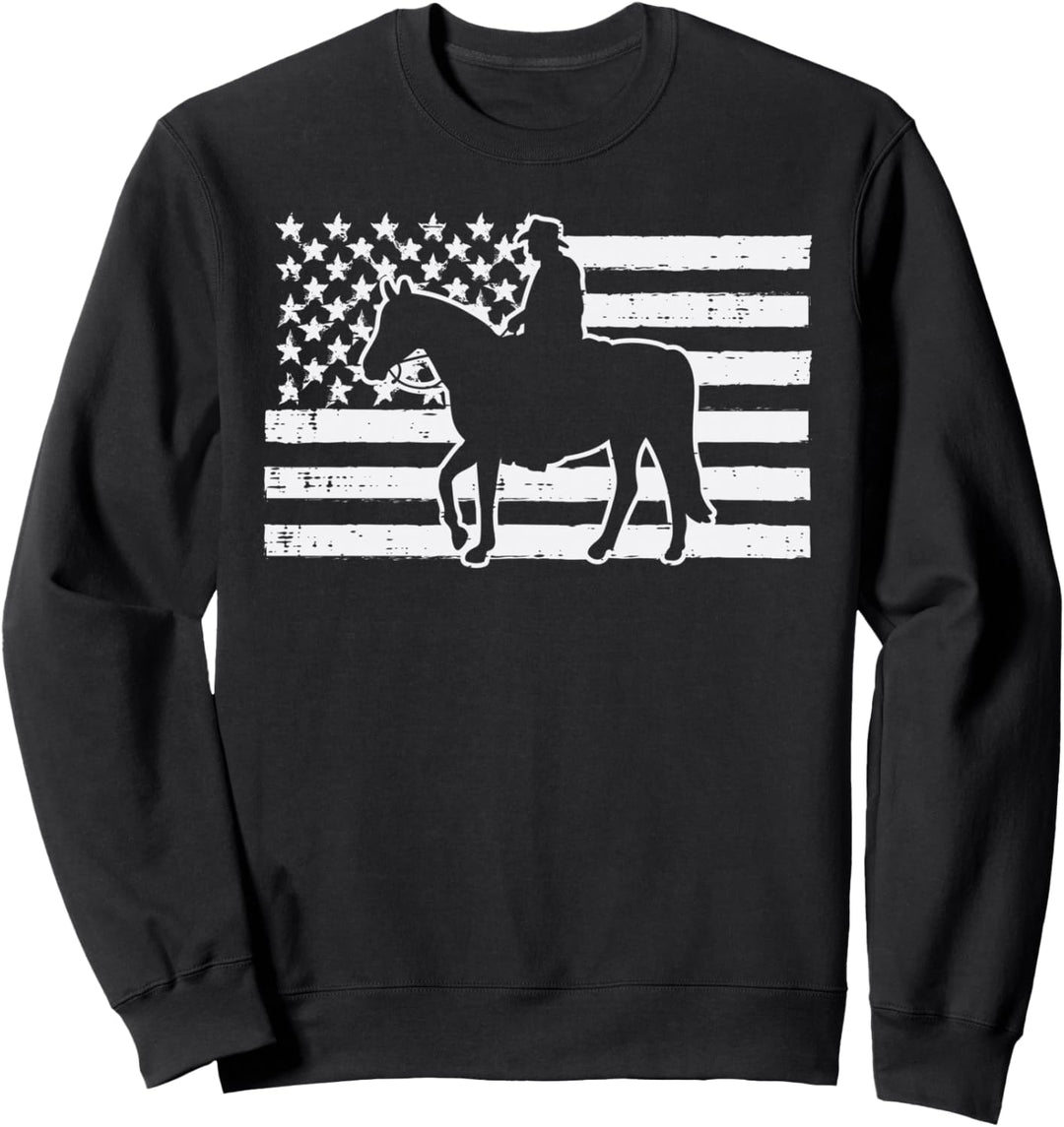 US-Flagge, Cowboy, Vintage, patriotischer Reiter, Herren, Damen, Kinder Sweatshirt