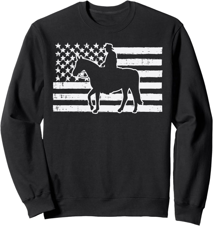 US-Flagge, Cowboy, Vintage, patriotischer Reiter, Herren, Damen, Kinder Sweatshirt